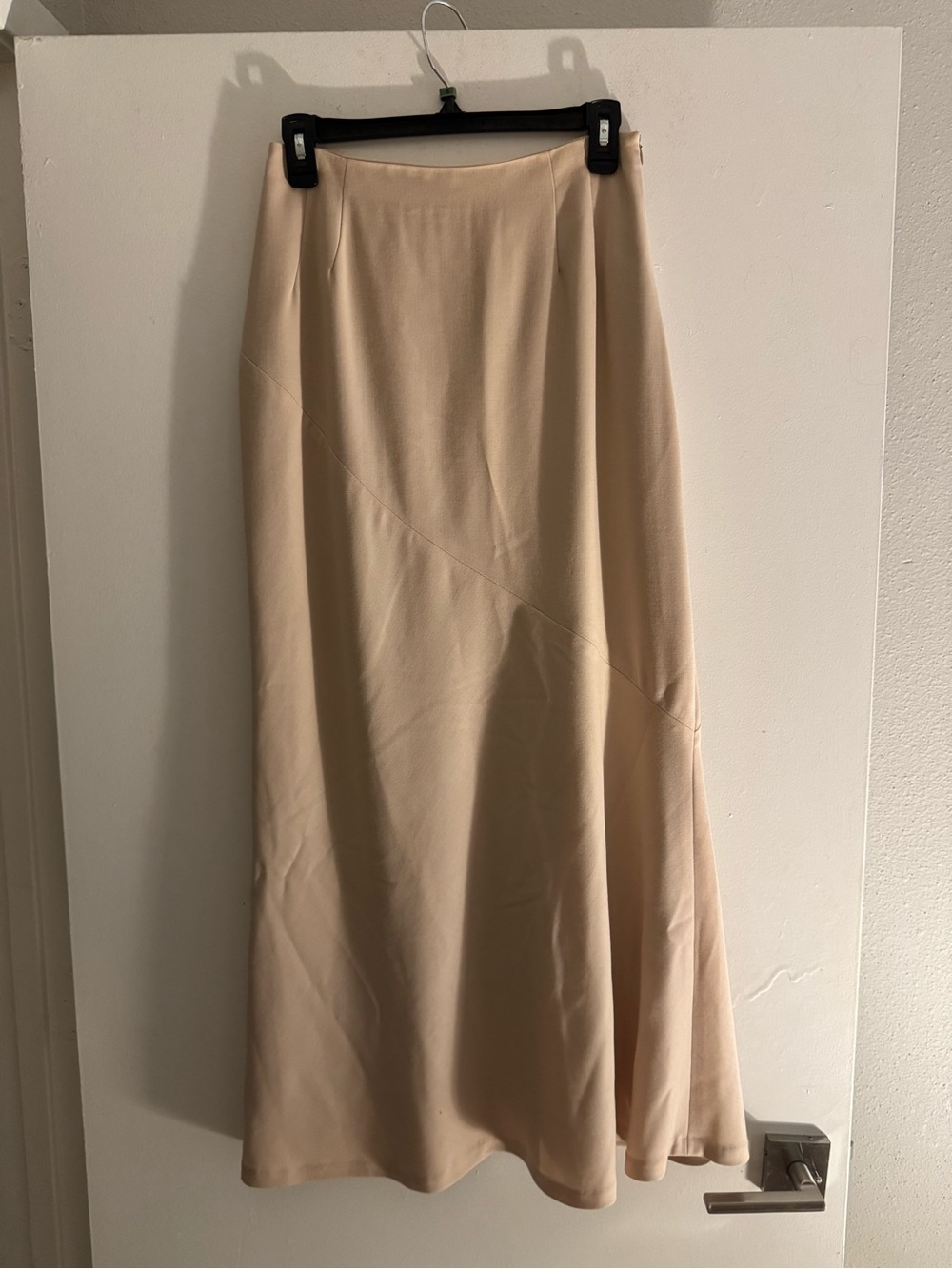 NWT Marisa Minicucci 100% Wool Elegant Cream Maxi Skirt Diagonal Paneling Size 6